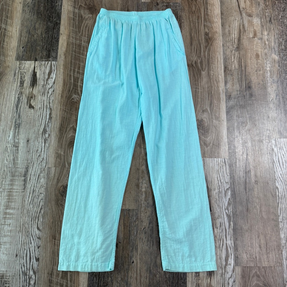New Hero Women Small 100% Native American Cotton Beach Pants Made USA Light Blue